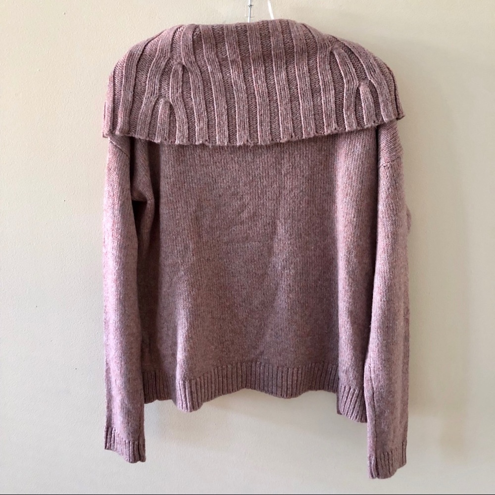 Express Mauve Ribbed Fold-Over Neck Sweater - Picture 3 of 3
